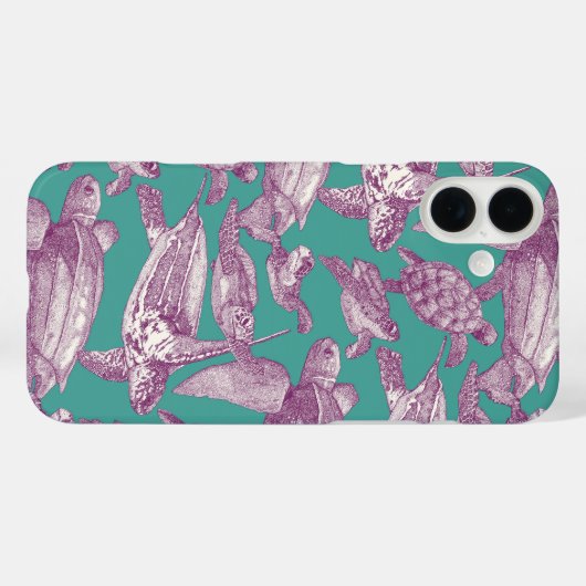 Meeresschildkröten lila Türkis Case-Mate iPhone Hülle (Rückseite (Horizontal))