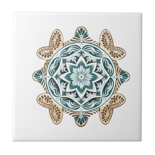 Meeresschildkröten-Mandala-Kunst Fliese (Vorderseite)