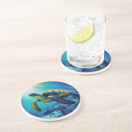 Meeresschildkröten Meeres-Meeresleben Strand Natur Getränkeuntersetzer (Seite)