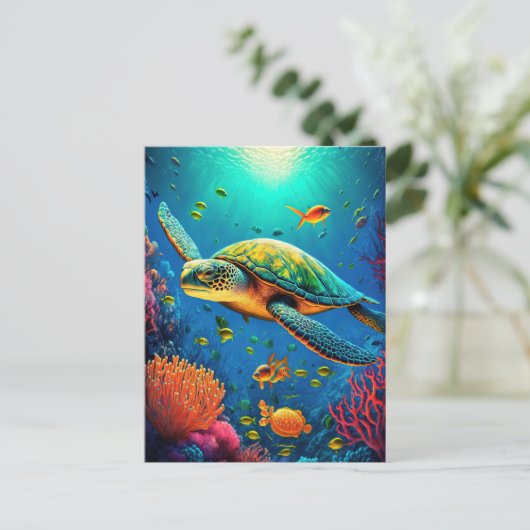 Meeresschildkröten Meeres-Meeresleben Strand Natur Postkarte (Stehend Vorderseite)