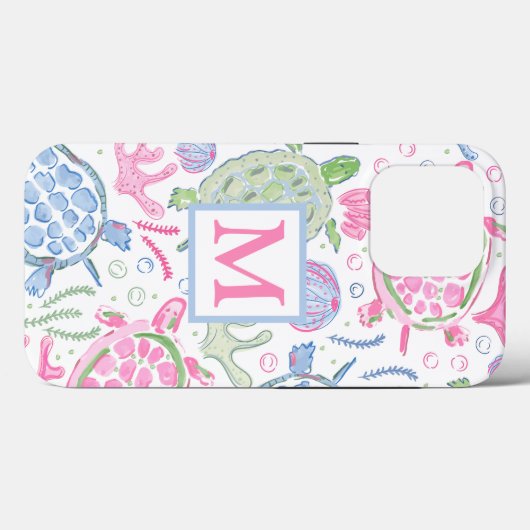 Meeresschildkröten-Monogramm Case-Mate iPhone Hülle (Rückseite (Horizontal))