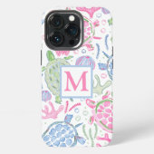 Meeresschildkröten-Monogramm iPhone Hülle (Hinten)