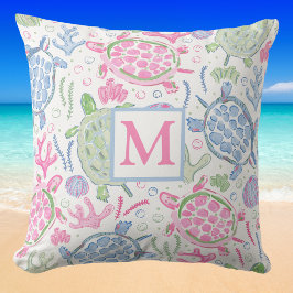 Meeresschildkröten-Monogramm Kissen