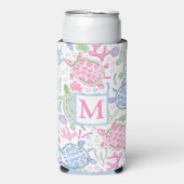 Meeresschildkröten-Monogramm Selters Dosenkühler (Seltzer Vorderseite)