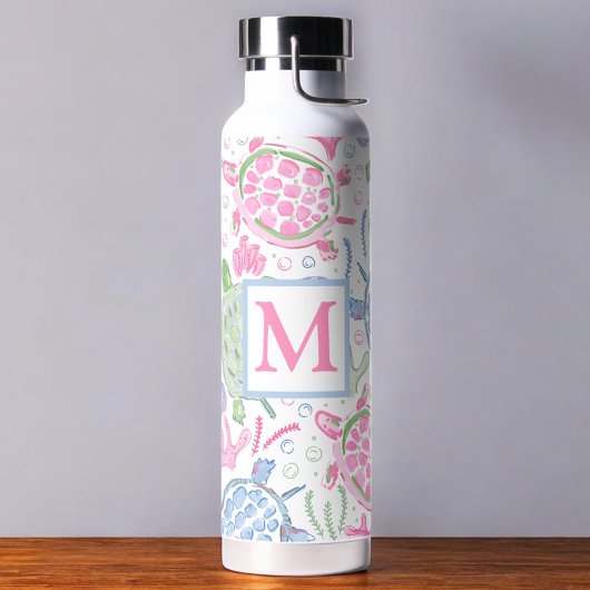 Meeresschildkröten-Monogramm Trinkflasche