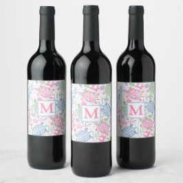 Meeresschildkröten-Monogramm Weinetikett