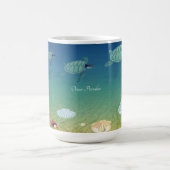 Meeresschildkröten, Muscheln, Perlen und Kalligrap Kaffeetasse (Mittel)