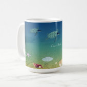 Meeresschildkröten, Muscheln, Perlen und Kalligrap Kaffeetasse (Vorderseite Links)
