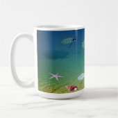 Meeresschildkröten, Muscheln, Perlen und Kalligrap Kaffeetasse (Links)