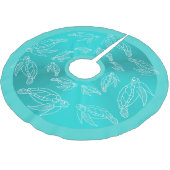 Meeresschildkröten Muster Aquamarine Tropischer Ba Polyester Weihnachtsbaumdecke (Schrägansicht)