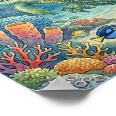 Meeresschildkröten-Mutter und -Schlüpflinge-Nest Poster (Ecke)