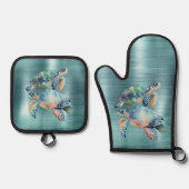 Meeresschildkröten Ofenhandschuh & Topflappen-Set (Vorderseite)