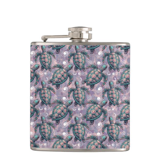 Meeresschildkröten-Ozeanmuster Flachmann (Vorderseite)