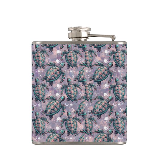 Meeresschildkröten-Ozeanmuster Flachmann (Rückseite)