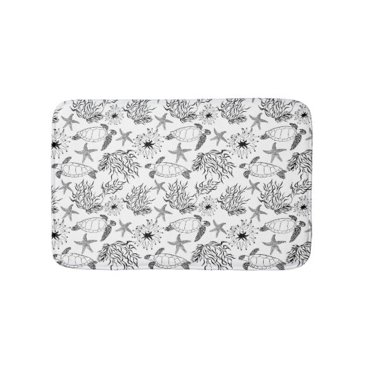 Meeresschildkröten-Pflanze ohne Meerwasser Badematte (Vorderseite)