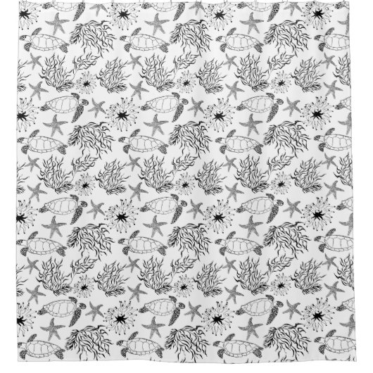 Meeresschildkröten-Pflanze ohne Meerwasser Duschvorhang (Vorderseite)