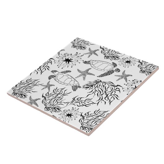 Meeresschildkröten-Pflanze ohne Meerwasser Fliese (Seite)