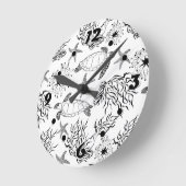 Meeresschildkröten-Pflanze ohne Meerwasser Runde Wanduhr (Winkel)