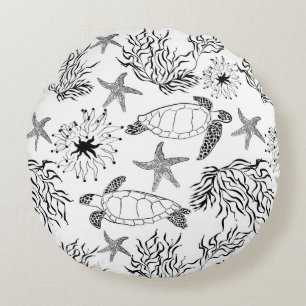 Meeresschildkröten-Pflanze ohne Meerwasser Rundes Kissen
