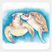 Meeresschildkröten Quadratischer Aufkleber (Vorderseite)