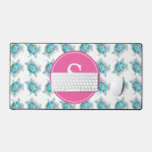 Meeresschildkröten-Rosa-Monogramm-Dormdekor Schreibtischunterlage (Tastatur & Maus)