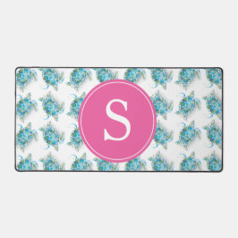 Meeresschildkröten-Rosa-Monogramm-Dormdekor Schreibtischunterlage