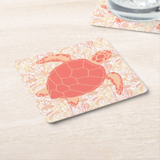 Meeresschildkröten - Rosa und Weiß Rechteckiger Pappuntersetzer (angewinkelt)