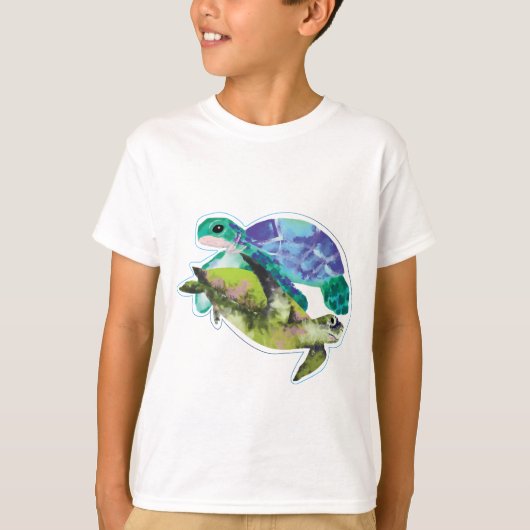 Meeresschildkröten schwimmen grafisch T-Shirt (Vorderseite)