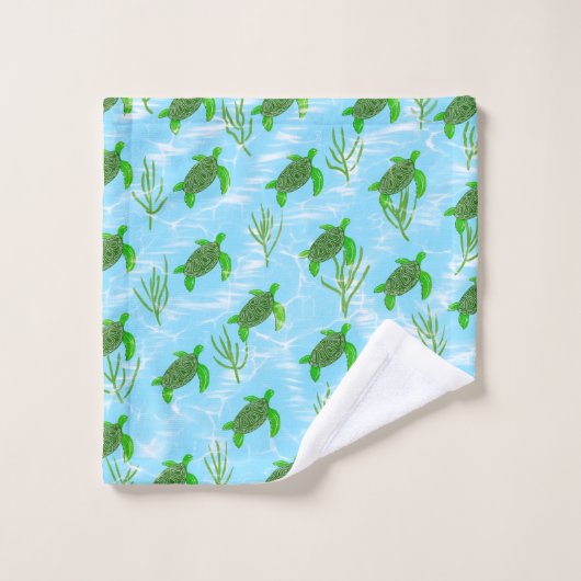 Meeresschildkröten schwimmen im Meer Badhandtuch Set (Waschlappen)