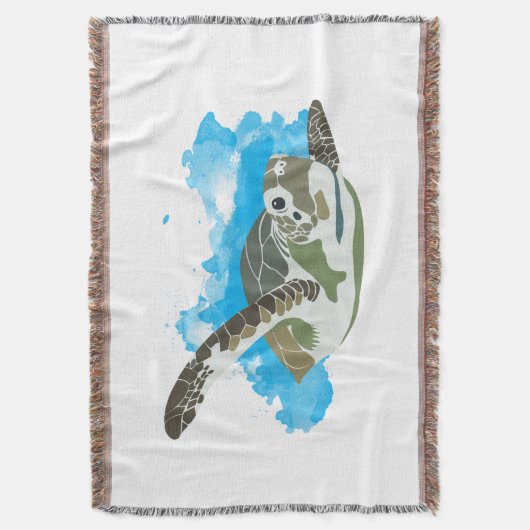 Meeresschildkröten schwimmen in Aquarellfarben Decke (Vorderseite Vertikal)