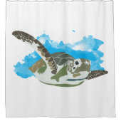 Meeresschildkröten schwimmen in Aquarellfarben Duschvorhang (Vorderseite)