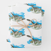 Meeresschildkröten schwimmen in Aquarellfarben Geschenkpapier Set (Beispiel)
