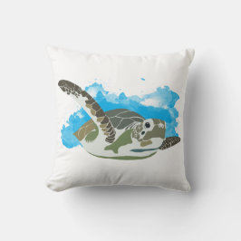 Meeresschildkröten schwimmen in Aquarellfarben Kissen