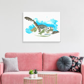 Meeresschildkröten schwimmen in Aquarellfarben Leinwanddruck (Insitu (Wohnzimmer))