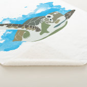 Meeresschildkröten schwimmen in Aquarellfarben Sherpadecke (3/4)