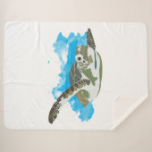 Meeresschildkröten schwimmen in Aquarellfarben Sherpadecke (Vorderseite (Horizontal))
