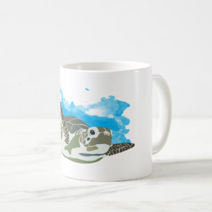 Meeresschildkröten schwimmen kaffeetasse