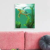 Meeresschildkröten schwimmen - Ocean Wall Art Wrap Leinwanddruck (Insitu (Wohnzimmer))