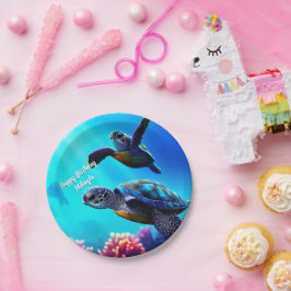 Meeresschildkröten schwimmen pappteller