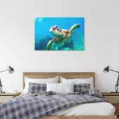 Meeresschildkröten schwimmen über dem Korallenriff Leinwanddruck (Insitu (Schlafzimmer))