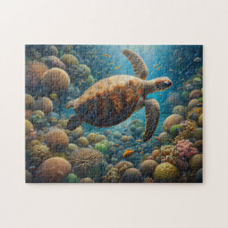 Meeresschildkröten Schwimmen um Korallen Puzzle
