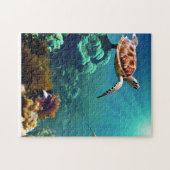 Meeresschildkröten schwimmen unter Wasser Puzzle (Horizontal)