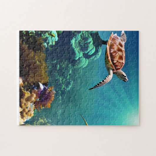 Meeresschildkröten schwimmen unter Wasser Puzzle (Horizontal)