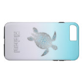 Meeresschildkröten Silber Monogram Animal Case-Mate iPhone Hülle (Rückseite (Horizontal))