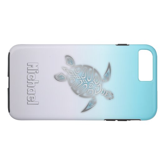 Meeresschildkröten Silber Monogram Animal Case-Mate iPhone Hülle (Rückseite (Horizontal))