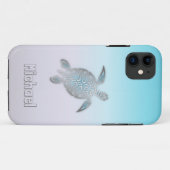 Meeresschildkröten Silber Monogram Animal Case-Mate iPhone Hülle (Rückseite (Horizontal))
