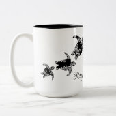 Meeresschildkröten - Silhouette mit Namen Zweifarbige Tasse (Links)