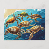Meeresschildkröten spielen postkarte (Vorderseite)