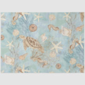 Meeresschildkröten-Starfish-Seepferd Decoupage Seidenpapier (Vorderseite)