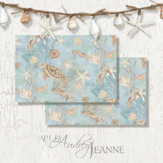 Meeresschildkröten-Starfish-Seepferd Decoupage Seidenpapier